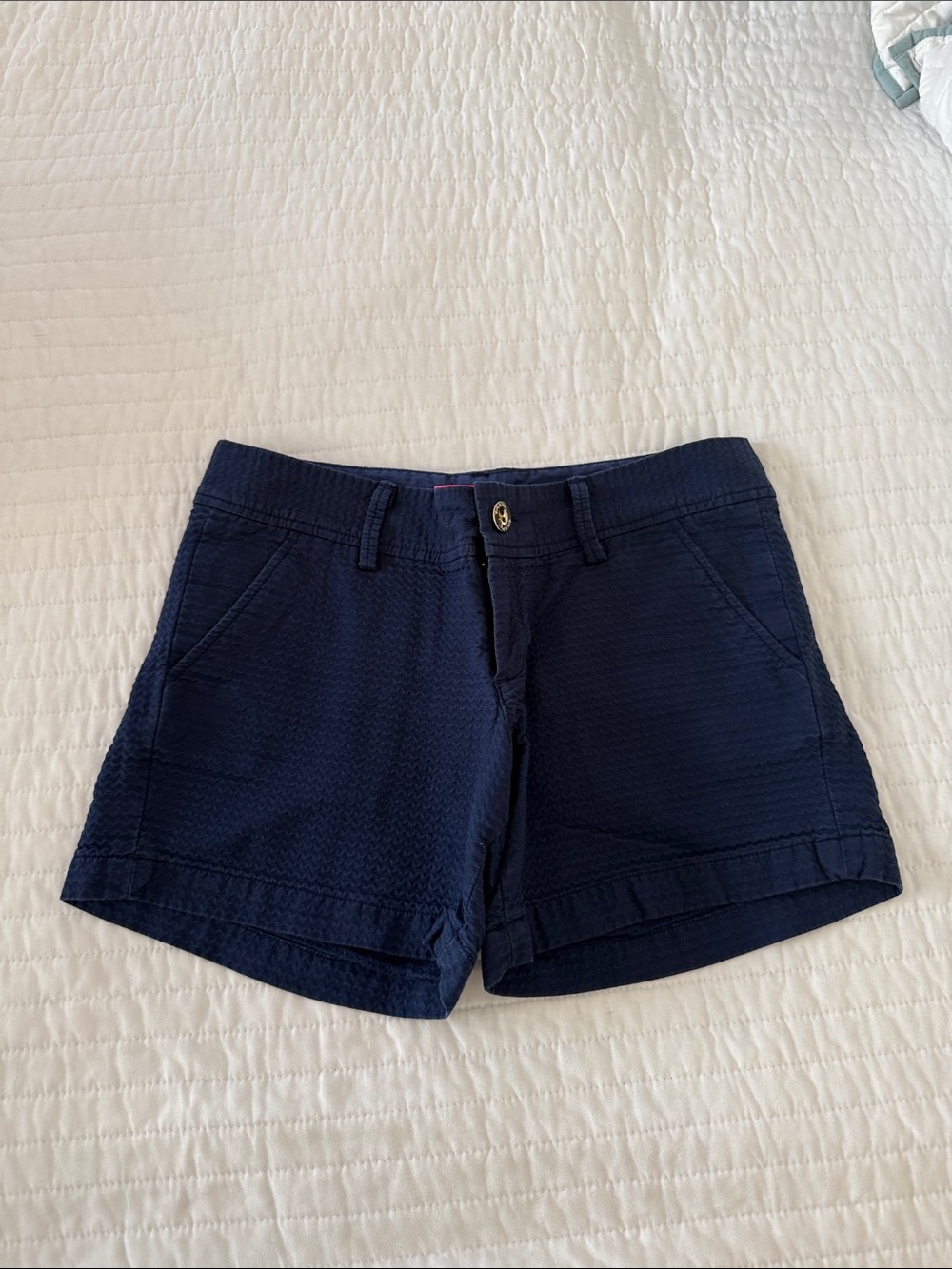Lilly Pulitzer Navy Textured Bermuda Shorts